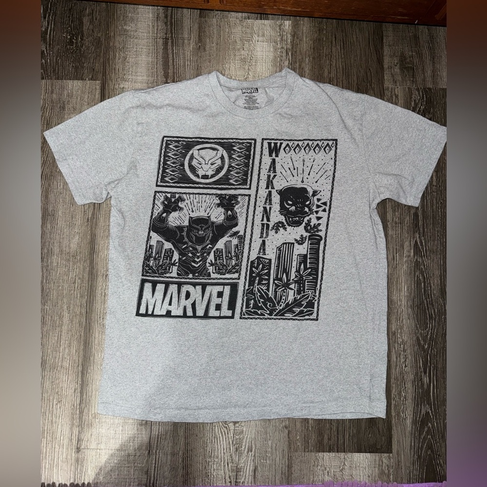 Marvel's Black Panther Standard Gray Youth T-Shirt Wakanda Large